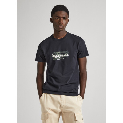 PEPE JEANS SLIM FIT T-SHIRT WITH PRINTED LOGO PM509204 999Black