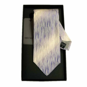 MAKIS TSELIOS Μεταξωτή γραβάτα 8,5 cm DU603 M8489.2 Beige/LILA 