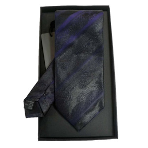 MAKIS TSELIOS Μεταξωτή γραβάτα 8,5 cm Glossy black-purple DU684 P8601.1