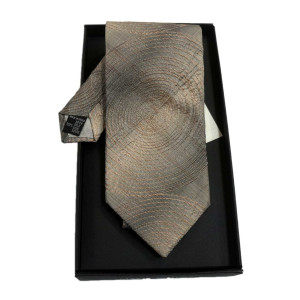 MAKIS TSELIOS Μεταξωτή γραβάτα 8,5 cm brown DB622 M8102.6