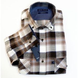 Ανδρικό πουκάμισο φανέλα Artisti Italiani AI28451/CBD ECRU/TABAC 100%cotton