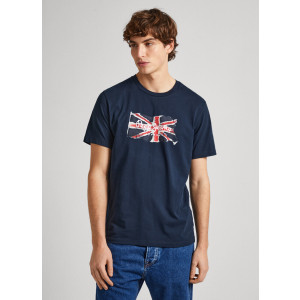PEPE JEANS REGULAR FIT T-SHIRT WITH UNION JACK LOGO PM509384 594Dulwich Blue 100% Cotton s/s4