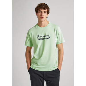 PEPE JEANS REGULAR FIT T-SHIRT WITH LOGO PRINT PM509390 612fresh green 100% Cotton s/s4