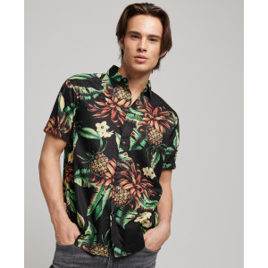 Short Sleeve Hawaiian Shirt M4010620A 9FC BLACK PINEAPPLES